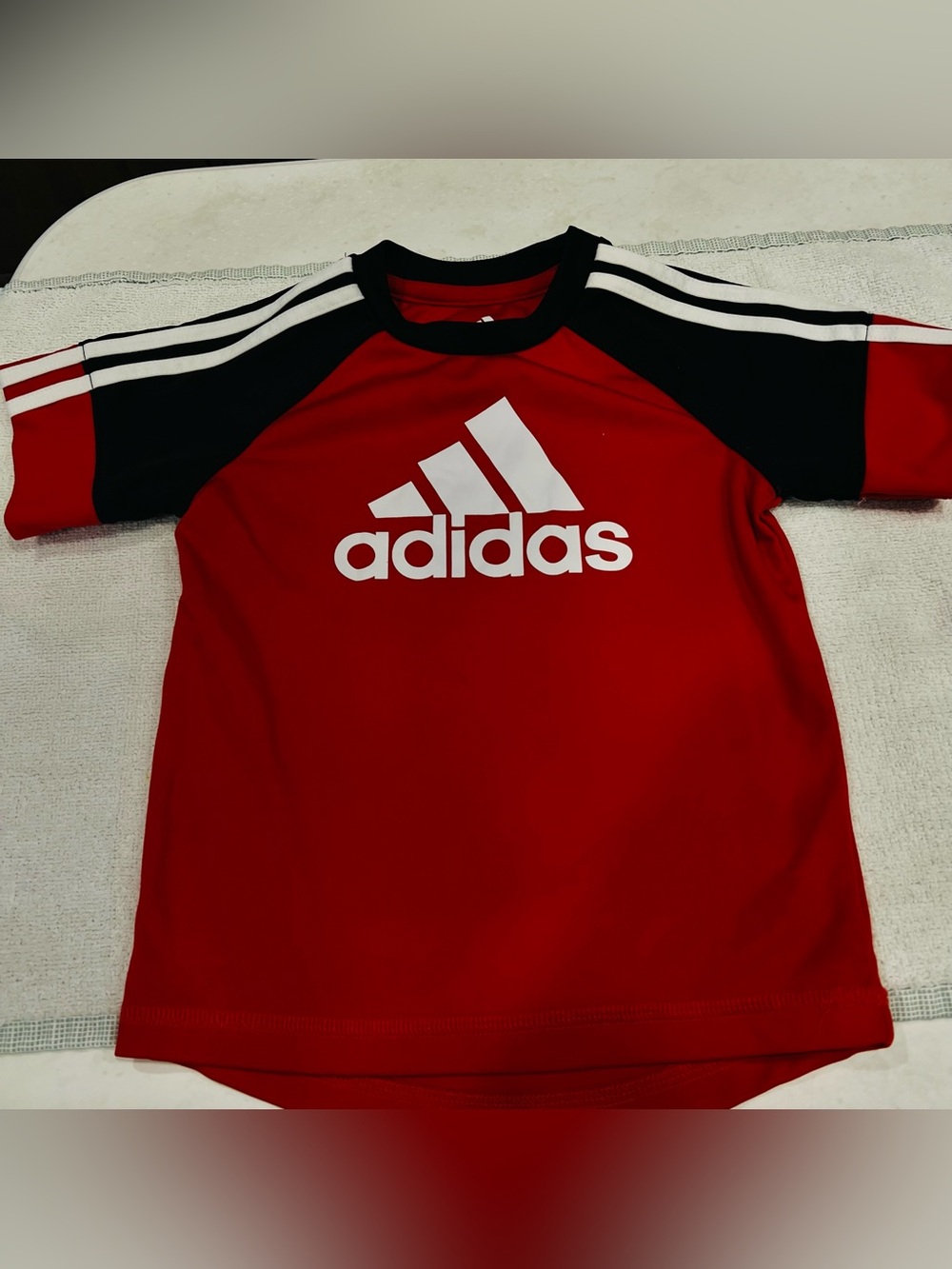 Adidas Red and Black Short Sleeve Logo Shirt